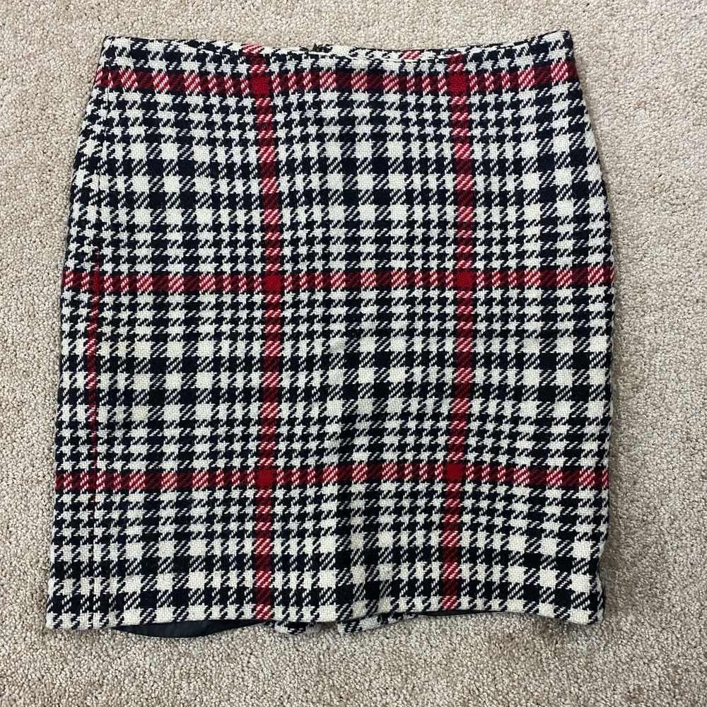 Talbots Skirt Womens 8 Wool Blend Black Plaid Straight Ladies Preppy Classic 90s
